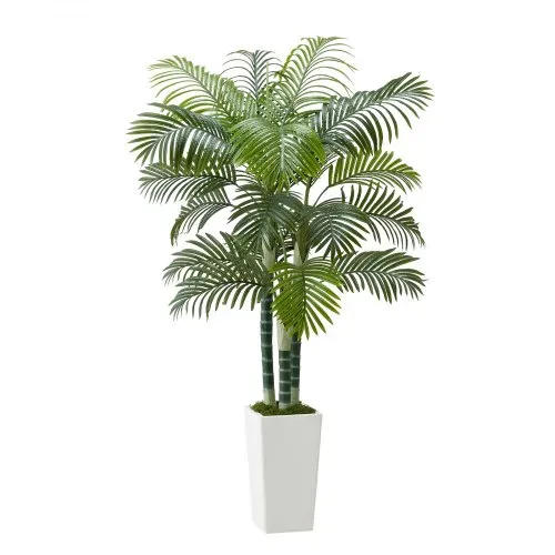 VEVOR Künstliche Areca-Palme, 1,8 m, künstliche tropische Palmenpflanzen mit weißem, hohem Pflanzgefäß, Kunstseidenpflanze im Topf, Kunstbaum für Veranden, Wohnzimmer, Terrassen Zuhause, Büro – Bild 10