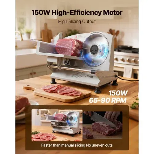 VEVOR Allesschneider Fleischschneider 150 W 65–90U/min Aufschnittmaschine mit 17 cm Klinge Fleischschneidemaschine mit 0–15 mm einstellbarer Dicke für Gefrorenes Fleisch Schinken Prime Steak VEVOR Allesschneider Fleischschneider 150 W 65–90U/min Aufschnittmaschine mit 17 cm Klinge Fleischschneidemaschine mit 0–15 mm einstellbarer Dicke für Gefrorenes Fleisch Schinken Prime Steak