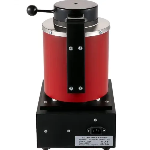 VEVOR Goldschmelzofen 1350 W 1150 ℃ Max. Temperatur, digitaler elektrischer Schmelzofen 3 kg Keramiktiegel mit Barrenmatrize & Handschuhen, zur Verarbeitung von Gold Silber Kupfer Aluminium rot – Bild 10