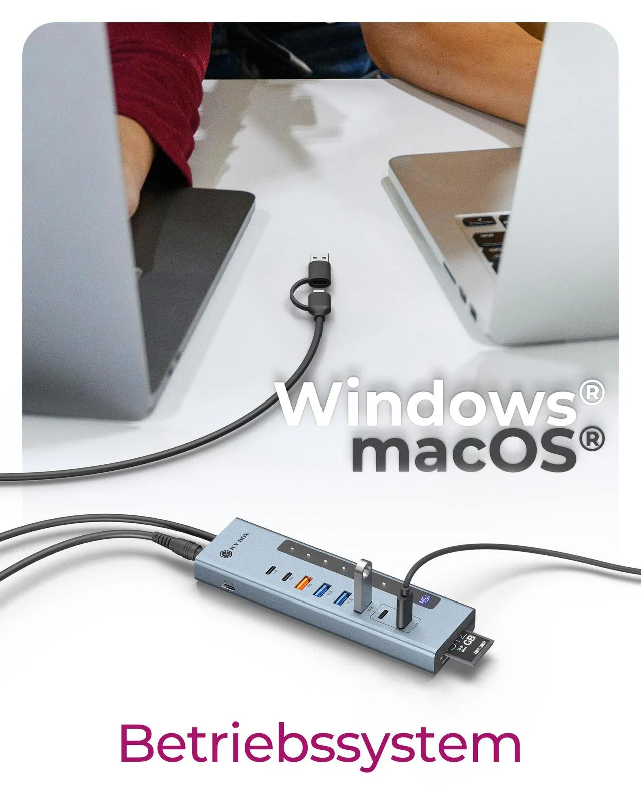 ICY BOX IB-HUB1742CR-C2PD, 11-in-1 HUB mit PD Ports und Cardreader, USB 3.2 Gen 2 10 Gbit/s – Bild 7