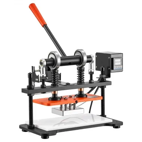 VEVOR Beheizte Lederschneidemaschine 260x120 mm Lederdruckmaschine 1,5 t, zum Lederprägen & Stanzen 12 mm Hub Zwei Führungswellen Digitales Bedienfeld 26 Kupferbuchstabenstempel 50 Heißprägefolien – Bild 9