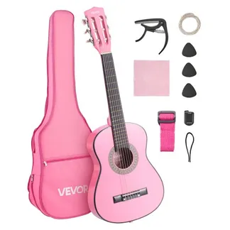 VEVOR Konzertgitarre, 780 mm Holz-Klassikgitarren-Starter-Set für Anfänger, mit Nylonsaiten, Gigbag, Gurt, Stimmgerät, zusätzlichen Saiten, Plektren, Kapodaster, Linde, für Einsteiger, Studenten, Pink VEVOR Konzertgitarre, 780 mm Holz-Klassikgitarren-Starter-Set für Anfänger, mit Nylonsaiten, Gigbag, Gurt, Stimmgerät, zusätzlichen Saiten, Plektren, Kapodaster, Linde, für Einsteiger, Studenten, Pink