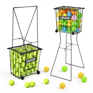 VEVOR Tennisballkorb mit Rollen, Tennisballsammler mit Rahmen & Ballkorb aus Kohlenstoffstahl, Umwandelbares Sammelkorb für 75 Tennisbälle, Tragbarer Tennisballwagen für Training Ballsammeln, Schwarz VEVOR Tennisballkorb mit Rollen, Tennisballsammler mit Rahmen & Ballkorb aus Kohlenstoffstahl, Umwandelbares Sammelkorb für 75 Tennisbälle, Tragbarer Tennisballwagen für Training Ballsammeln, Schwarz
