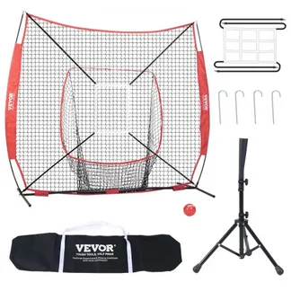 VEVOR 244 x 106 x 211 cm Baseball-Softball-Übungsnetz, tragbares Baseball-Trainingsnetz, Schlagen, Fangen, Pitchen, Backstop-Baseballausrüstung mit Bogenrahmen, Tragetasche, Schlagzone, Rotem Ball. VEVOR 244 x 106 x 211 cm Baseball-Softball-Übungsnetz, tragbares Baseball-Trainingsnetz, Schlagen, Fangen, Pitchen, Backstop-Baseballausrüstung mit Bogenrahmen, Tragetasche, Schlagzone, Rotem Ball.