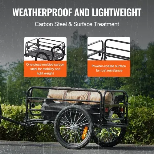 VEVOR Fahrradanhänger, 72 kg Tragkraft, robuster Fahrradwagen, kompakte Aufbewahrung und Schnellverschluss mit Universalkupplung, 40,6 cm Räder, passend für 55,9–71,1 cm große Fahrradräder – Bild 2