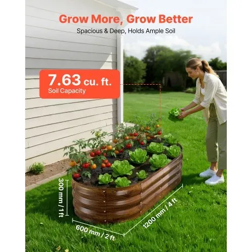 VEVOR Hochbeet Metall 2er-Pack 120x60x30 cm, Ovales Gartenbeet, Pflanzkasten-Set für den Außenbereich, Gemüsebeet mit Handschuhen, Blumenbeet Bodenlos, Pflanzbeet für Blumen & Gemüse VEVOR Hochbeet Metall 2er-Pack 120x60x30 cm, Ovales Gartenbeet, Pflanzkasten-Set für den Außenbereich, Gemüsebeet mit Handschuhen, Blumenbeet Bodenlos, Pflanzbeet für Blumen & Gemüse