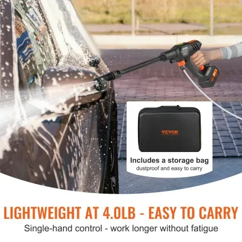 VEVOR Akku Hochdruckreiniger Kabellos Wasser Druckreiniger Spritzpistole Druckreinigerpistole (250W 21V, 50bar, zur mobilen Reinigung und Bewässerung, 4L/min, inkl. Zubehör, Ladegerät) – Bild 2