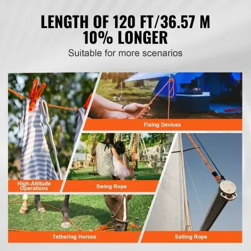 VEVOR Arborist Baumkletterseil doppelt geflochten Polyester 1,27cmx36,6m – Bild 3