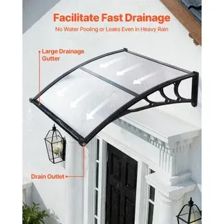 VEVOR Vordach für Haustür 965×1017 mm, Pultbogenvordach, Pultvordach mit Entwässerung & ABS-Halterung, Regen-, Schnee- & Sonnenschutz, Polycarbonat-Türüberdachung für Veranda & Terrasse, Braun VEVOR Vordach für Haustür 965×1017 mm, Pultbogenvordach, Pultvordach mit Entwässerung & ABS-Halterung, Regen-, Schnee- & Sonnenschutz, Polycarbonat-Türüberdachung für Veranda & Terrasse, Braun
