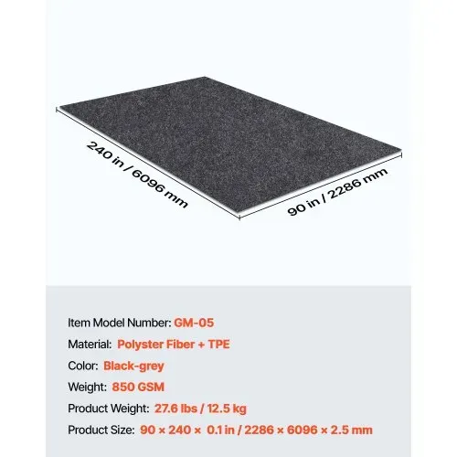 VEVOR Garagenbodenmatte 2235,2 x 6096 x 2,4 mm Werkstattboden 820-850 g/m² Garagenboden Filz & TPE Öl Auffangmatte Garagenmatte Servicematte Bodenschutz Bodenplatten für Garage – Bild 6