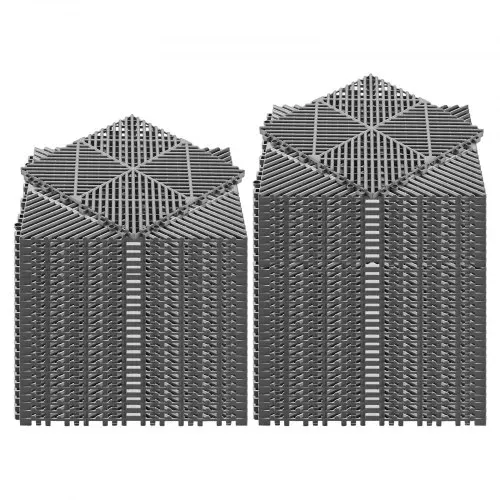 VEVOR Ineinandergreifende Drainagematten Set (55-tlg.) 31 x 31 cm, Garagenbodenfliesen Rutschfeste Klickfliesen aus PP, Modularer Garagenboden für Bad Küche Pool Außenbereich, Selbstentwässernd, Grau – Bild 8