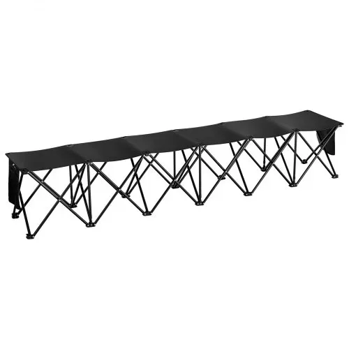 VEVOR Tragbare Klappbank, 6 Sitze, faltbare Seitenbank, Outdoor-Campingbankstühle mit Tragetasche, Mannschaftssport-Seitenbank für Fußball, Camping, Angeln, kein Zusammenbau nötig, sofortige Sitzgelegenheit, schwarz – Bild 10