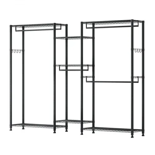 VEVOR Kleiderständer Garderobenständer (verstellbar) mit 4 Kleiderstangen & 385,5 kg Tragkraft & 7 Regalen & 8 Haken, offener Kleiderschrank für Schlafzimmer Bekleidungsgeschäft Garderobe Flur – Bild 8