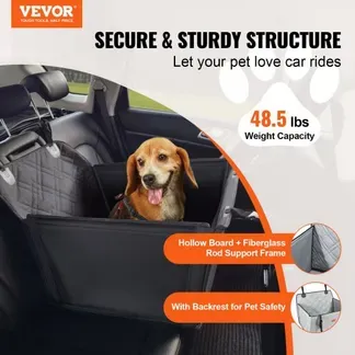 VEVOR Hundeautositz, wasserdichter Hundesitzerhöhung fürs Auto mit Stützrahmen, Haustierautositz mit ansteckbarer Sicherheitsleine, Hundeautobett für kleine, mittelgroße und große Hunde bis 22 kg, Schwarz VEVOR Hundeautositz, wasserdichter Hundesitzerhöhung fürs Auto mit Stützrahmen, Haustierautositz mit ansteckbarer Sicherheitsleine, Hundeautobett für kleine, mittelgroße und große Hunde bis 22 kg, Schwarz