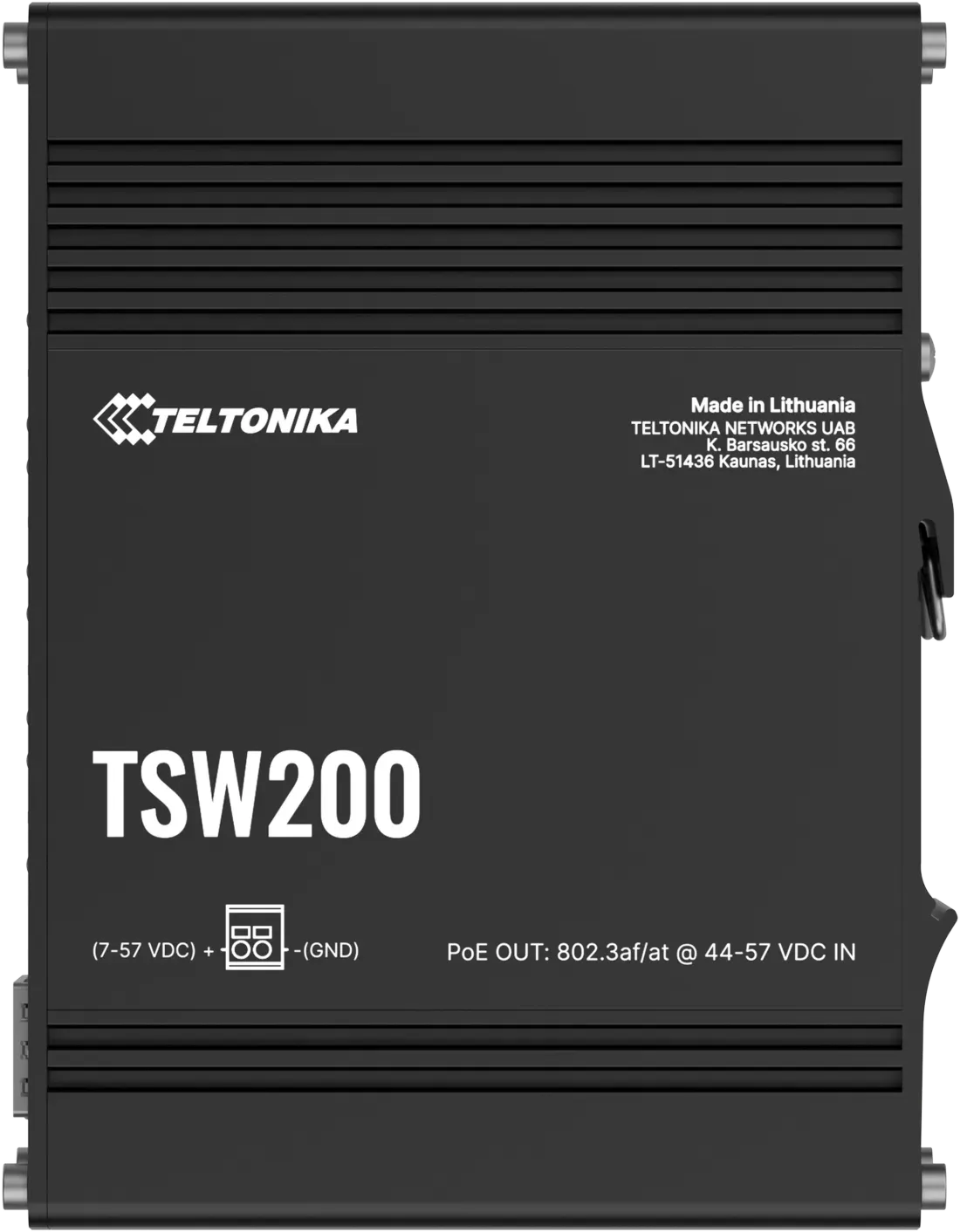 Teltonika · Switch · TSW200 · 8 Port Gigabit Industrial unmanaged PoE+ Switch, 2 SFP Teltonika · Switch · TSW200 · 8 Port Gigabit Industrial unmanaged PoE+ Switch, 2 SFP