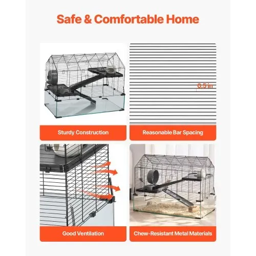 VEVOR Hamsterkäfig, 360°-Sicht, transparenter Hamsterlebensraum, Kleintierkäfig, 75x44x61 cm, belüfteter Mäusekäfig mit Wasserflasche, Rattenkäfig, tragbares Hamsterhaus für Ratten, Meerschweinchen VEVOR Hamsterkäfig, 360°-Sicht, transparenter Hamsterlebensraum, Kleintierkäfig, 75x44x61 cm, belüfteter Mäusekäfig mit Wasserflasche, Rattenkäfig, tragbares Hamsterhaus für Ratten, Meerschweinchen