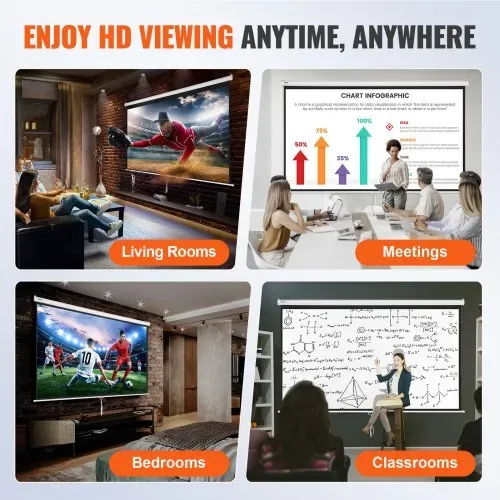 VEVOR Projektion Beamer Leinwand 254 cm HD 4K Outdoor Indoor Manuelle Projektor Screen Schnelles Klappbare Tragbare Filmleinwand 16: 9 für Heimkino, Camping und Freizeitveranstaltungen Schwarz – Bild 5