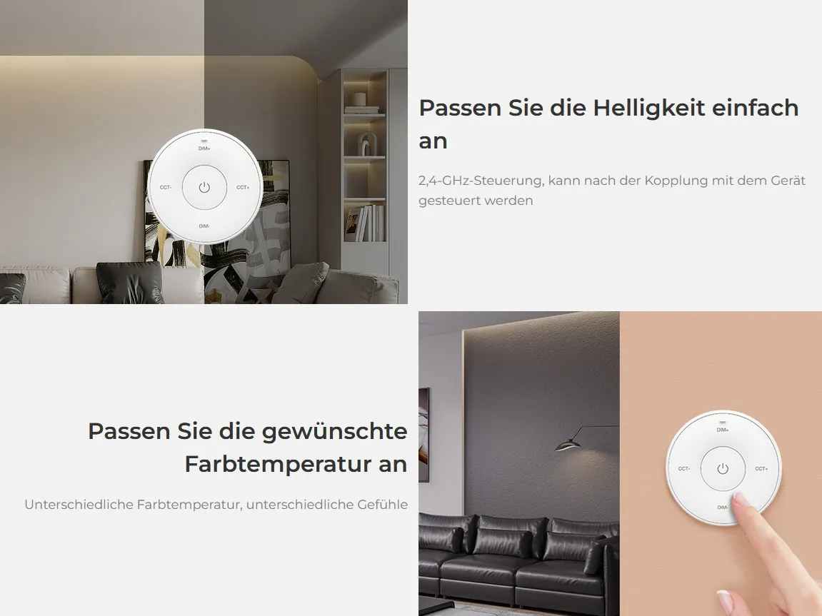 MiBoxer K2S-B LED Fernbedienung Mini Remote 2,4GHz dual white (CCT) + Dimm rund (b) – Bild 5
