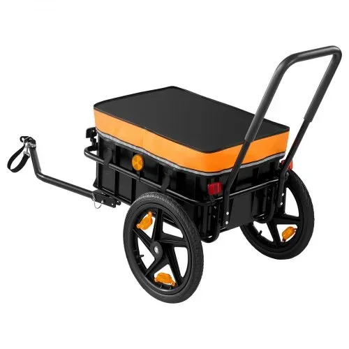 VEVOR Fahrradanhänger Lastenanhänger 2-in-1 Handwagen mit Kupplung 45 kg, Kohlenstoffstahl & 600D Oxford, Mit Regenschutz Deichsel & 6 Reflektoren, Für 22-28 Zoll Räder, Fahrradwagen für Transport – Bild 8