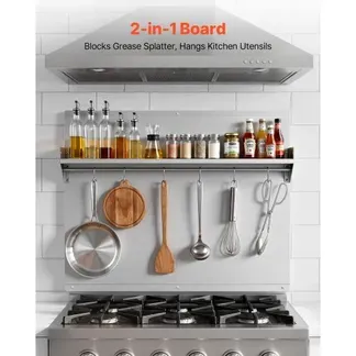 VEVOR Küchenrückwand 76 x 61 cm aus Edelstahl, Wandschutz für Herd und Dunstabzugshaube mit Ablage, Haken und Vorgebohrten Löchern, Robuste Rückwand für Küche, Kochen und Praktische Aufbewahrung VEVOR Küchenrückwand 76 x 61 cm aus Edelstahl, Wandschutz für Herd und Dunstabzugshaube mit Ablage, Haken und Vorgebohrten Löchern, Robuste Rückwand für Küche, Kochen und Praktische Aufbewahrung