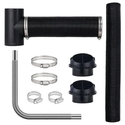 VEVOR Diesel-Heizungsrohr-Kanalset, 7,6 cm ausziehbarer Luftkanalschlauch, 2,5 cm Edelstahl-Auspuffrohr, 2 Entlüftungsöffnungen, T-Stück-Luftauslassanschluss und Schlauchschellen – Bild 10