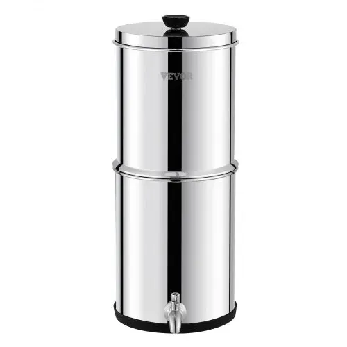 VEVOR Schwerkraft Wasserfiltersystem Edelstahl Arbeitsplattensystem 4,4 + 5,5 L Wasserfiltrationssystem, reduziert Blei und bis zu 99 % Chlor, mit 2 Kohlefiltern & Zapfhahn, Camping Wohnmobil Zuhause – Bild 9