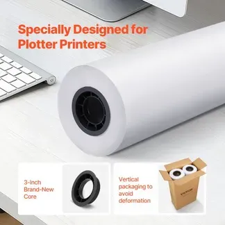VEVOR Großformatpapier Plotterpapier 152,4 m x 61 cm 2 Rollen CAD-Bond-Rollen mit 76,2 mm Kern, Zeichenrollen für CAD-Zeichnungen, technische Pläne, GIS-Karten und Architekturentwürfe Weiß VEVOR Großformatpapier Plotterpapier 152,4 m x 61 cm 2 Rollen CAD-Bond-Rollen mit 76,2 mm Kern, Zeichenrollen für CAD-Zeichnungen, technische Pläne, GIS-Karten und Architekturentwürfe Weiß