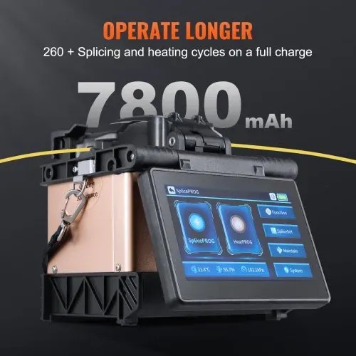 VEVOR Glasfaser-Spleißgerät, 4 Motoren, Ausrichtungs-Spleißgerät, 6 s Spleißen & 13 s Aufheizen, Fiber Fusion Splicer mit 5-Zoll-Touchscreen, 3-in-1-Faserhalter, 7800 mAh Akku für SM MM DS NZDS – Bild 2