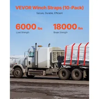 VEVOR Windengurte, 4″ x 30′, 6000 lbs Tragfähigkeit, 18000 lbs Bruchfestigkeit, LKW-Gurte mit flachem Haken, Ladungskontrolle für Anhänger, Bauernhöfe, Rettungen, Baumschoner, Rot (10er-Pack) VEVOR Windengurte, 4″ x 30′, 6000 lbs Tragfähigkeit, 18000 lbs Bruchfestigkeit, LKW-Gurte mit flachem Haken, Ladungskontrolle für Anhänger, Bauernhöfe, Rettungen, Baumschoner, Rot (10er-Pack)