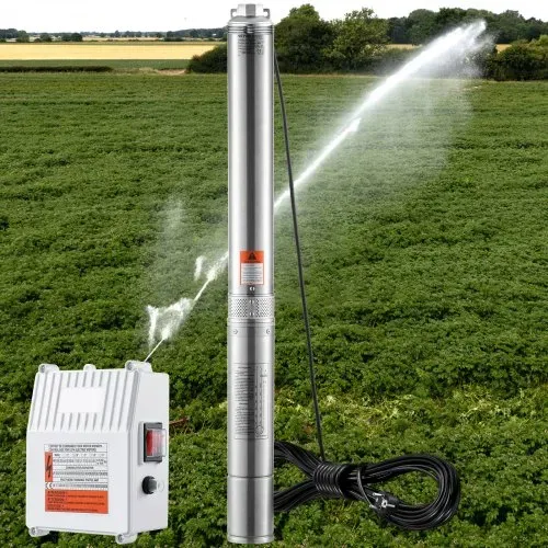 VEVOR Tiefbrunnen-Tauchpumpe, 1500 W, 230 V, 60 Hz, 9,8 m³/h, 108 m Förderhöhe, mit 19,4 m Kabel und externer Steuerbox, Edelstahl-Wasserpumpen für Industrie, Bewässerung und Heimgebrauch, IP68 wasserdicht – Bild 7