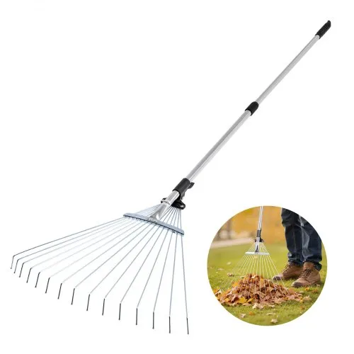 VEVOR Laubrechen, 15 Zinken, Gartenrechen für Rasen mit 570 mm breitem Kopf & 81–160 cm verstellbarer Stange, Fächerbesen zum Entfernen kleiner Blätter für Gartenarbeit, Camping, Hof, Gras VEVOR Laubrechen, 15 Zinken, Gartenrechen für Rasen mit 570 mm breitem Kopf & 81–160 cm verstellbarer Stange, Fächerbesen zum Entfernen kleiner Blätter für Gartenarbeit, Camping, Hof, Gras