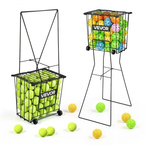 VEVOR Tennisballkorb mit Rollen, Tennisballsammler mit Rahmen & Ballkorb aus Kohlenstoffstahl, Umwandelbares Sammelkorb für 75 Tennisbälle, Tragbarer Tennisballwagen für Training Ballsammeln, Schwarz VEVOR Tennisballkorb mit Rollen, Tennisballsammler mit Rahmen & Ballkorb aus Kohlenstoffstahl, Umwandelbares Sammelkorb für 75 Tennisbälle, Tragbarer Tennisballwagen für Training Ballsammeln, Schwarz