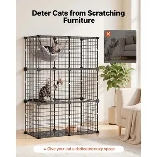 VEVOR Katzenkäfig Katzengehege 3-Stock Katzenauslauf 71,1×35,5×104,1cm, DIY-Katzenlaufstall für Indoor Abnehmbarer Metallgitterkäfig Ideal für 1-2 Katzen Kaninchen Frettchen & Kleintiere Schwarz VEVOR Katzenkäfig Katzengehege 3-Stock Katzenauslauf 71,1×35,5×104,1cm, DIY-Katzenlaufstall für Indoor Abnehmbarer Metallgitterkäfig Ideal für 1-2 Katzen Kaninchen Frettchen & Kleintiere Schwarz