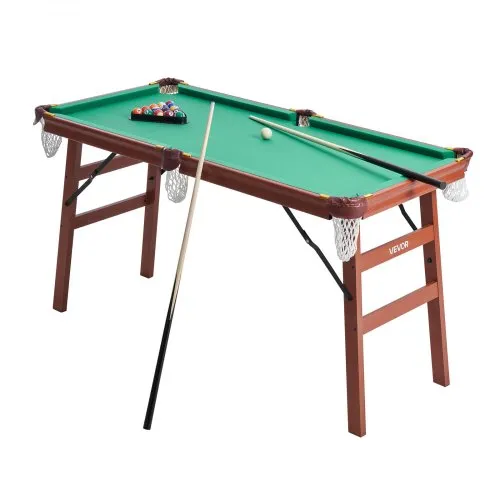 VEVOR klappbarer Billardtisch 140 cm tragbare Billardtische, faltbares, platzsparendes Unterhaltungsspielset, inklusive Ball/Queue/Rack/Kreide/Bürste, Braun mit grünem Tuch, für Freizeiträume VEVOR klappbarer Billardtisch 140 cm tragbare Billardtische, faltbares, platzsparendes Unterhaltungsspielset, inklusive Ball/Queue/Rack/Kreide/Bürste, Braun mit grünem Tuch, für Freizeiträume