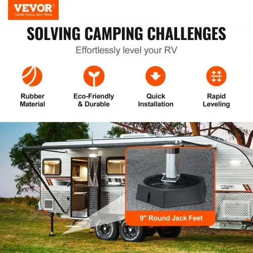 VEVOR Nivellierpads für Wohnmobile, RV Jack Pads 9 228,6 mm Runde Landefüße, Fest Angebrachte Wagenheberstabilisatoren, Gummi-Wagenheberpads, 2268 kg Kapazität pro Wohnmobil-Wagenheberpad VEVOR Nivellierpads für Wohnmobile, RV Jack Pads 9 228,6 mm Runde Landefüße, Fest Angebrachte Wagenheberstabilisatoren, Gummi-Wagenheberpads, 2268 kg Kapazität pro Wohnmobil-Wagenheberpad