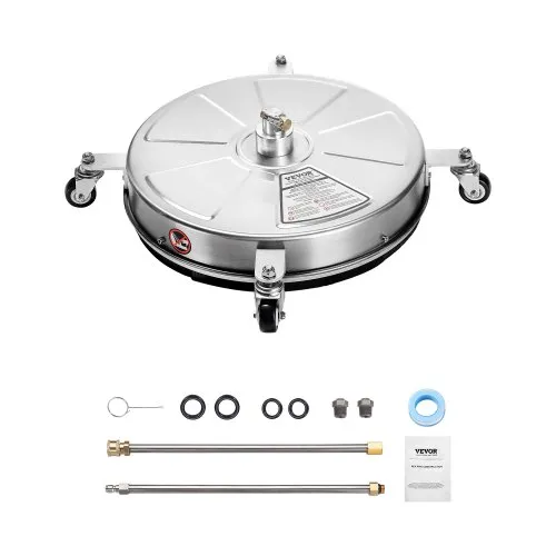 VEVOR 465 mm Hochdruckreiniger-Oberflächenreiniger, Flächenreiniger aus Edelstahl mit 4 Rädern, max. 4000 PSI, 1/4-Zoll-Schnellanschluss, 2 Sprühdüsen, 2 verlängerte Stäbe für Beton, Terrasse, Deck VEVOR 465 mm Hochdruckreiniger-Oberflächenreiniger, Flächenreiniger aus Edelstahl mit 4 Rädern, max. 4000 PSI, 1/4-Zoll-Schnellanschluss, 2 Sprühdüsen, 2 verlängerte Stäbe für Beton, Terrasse, Deck