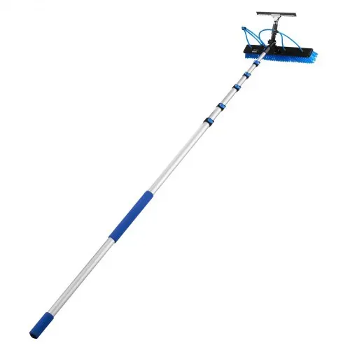 VEVOR 2-in-1 Teleskop Waschbürste für Solarpanel, Photovoltaik Reinigungsset mit 2-10m Alu-Teleskop 20m Wasseranschluss Abzieher & Seifenspender, Reinigungsbürste für Solaranlage Fenster Terrassendach – Bild 8