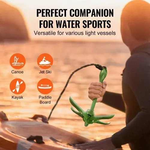 VEVOR Kajak-Ankerset, 3,5 lbs Paddle Board-Ankerset mit 8 m Seil und Boje, Faltbarer Kleiner Bootsanker mit Aufbewahrungstasche und Karabinerhaken, Kajak-Zubehör für Kajaks, Kleine Boote, Kanus – Bild 5