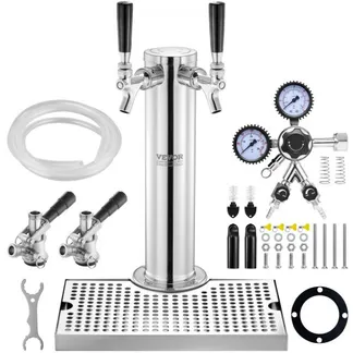 VEVOR Kegerator-Turm-Kit, Bier-Umrüstsatz mit 2 Zapfhähnen, Bier-Turmspender aus Edelstahl mit Doppelmessgerät W21.8-Regler und S-System-Fasskupplung, Bier-Tropfschale für Partys zu Hause VEVOR Kegerator-Turm-Kit, Bier-Umrüstsatz mit 2 Zapfhähnen, Bier-Turmspender aus Edelstahl mit Doppelmessgerät W21.8-Regler und S-System-Fasskupplung, Bier-Tropfschale für Partys zu Hause