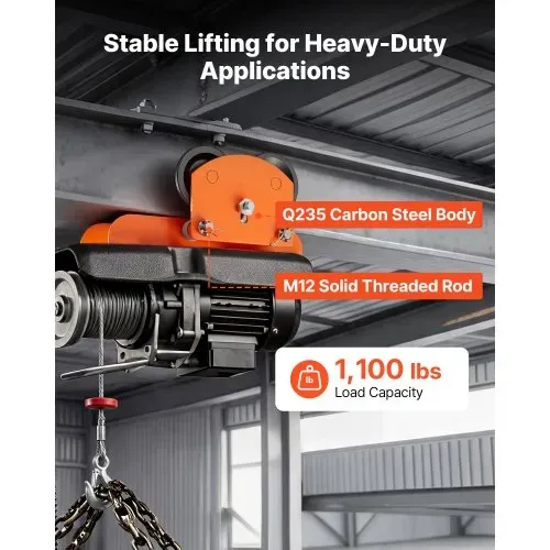 VEVOR Laufkatze mit 499 kg Tragkraft, Manuelles Rollfahrwerk mit Doppelrädern & 68-110 mm Flanschbreite, Handfahrwerk aus Kohlenstoffstahl für I-Träger, Krankatze für PA200 PA250 PA300 PA400 PA500 – Bild 2