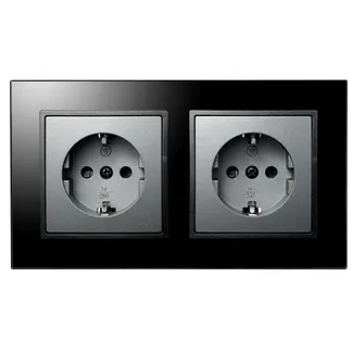 Steckdosen Set McPower Flair “Beginner 2S-Style Profi“ anthrazit, Glasrahmen, Steckanschluss Steckdosen Set McPower Flair “Beginner 2S-Style Profi“ anthrazit, Glasrahmen, Steckanschluss