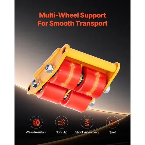 VEVOR Maschinenroller, 6T Möbelroller, 278 x 220 x 105 mm Möbelwagen, Maschinenroller mit 360° Drehkappe und PU-Richtungsrollen, Möbelwagen, Hochleistungs-Industrie-Bewegungsausrüstung, Gelb – Bild 4
