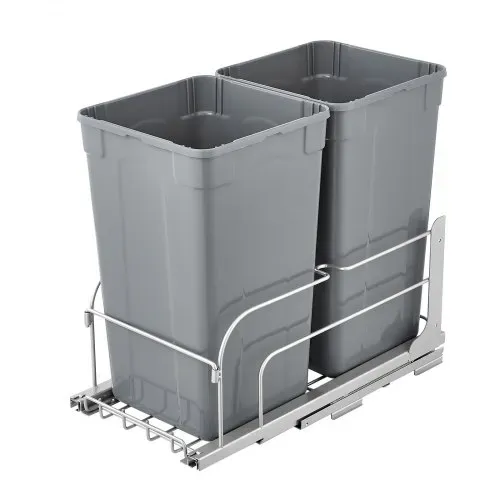 VEVOR ausziehbarer Mülleimer (27 Qt x 2), doppelter Unterbau-Küchenabfallbehälter, Mülleimer mit Türsatz & Soft-Close-Schieberegler, für Küchenschrank Spüle unter der Theke (grau) – Bild 8