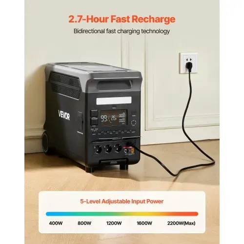 VEVOR tragbare Powerstation 3600 W, 3840 Wh, Solargenerator mit 10 Ausgangsanschlüssen, 6 einstellbarer Eingangsleistung, LiFePO4-Batterie-Backup (Solarpanel NICHT im Lieferumfang enthalten) – Bild 3