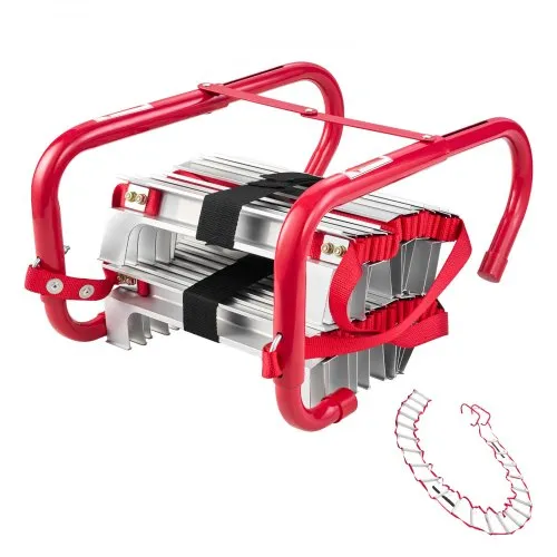 VEVOR Feuerleiter, 7,62 m, einziehbare Rettungsleiter max. 453,6 kg, leichte Notleiter aus Aluminiumlegierung mit hochfestem Polyestergurt, rutschfesten Sprossen & breiten Stufen, 3-stöckig VEVOR Feuerleiter, 7,62 m, einziehbare Rettungsleiter max. 453,6 kg, leichte Notleiter aus Aluminiumlegierung mit hochfestem Polyestergurt, rutschfesten Sprossen & breiten Stufen, 3-stöckig