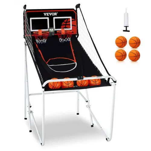 VEVOR Indoor-Basketballspiel für 2 Spieler, Basketballautomat, Baskeltballständer mit 4 Bällen & 8 Spielmodi & 2 Basketballkörben & Tafel & Aufblaspumpe, für Kinder, Erwachsene (Schwarz) Faltbar VEVOR Indoor-Basketballspiel für 2 Spieler, Basketballautomat, Baskeltballständer mit 4 Bällen & 8 Spielmodi & 2 Basketballkörben & Tafel & Aufblaspumpe, für Kinder, Erwachsene (Schwarz) Faltbar