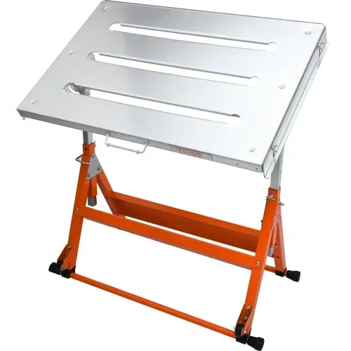 VEVOR Schweißtisch klappbar 76,2x50,8cm Werktisch 181kg Tragfähigkeit Höhenverstellbar von 63,5 bis 81,3cm Einstellbarer Winkel 0°/30°/90° Werkbank Kohlenstoffstahl Werkstatttisch mit Rädern – Bild 8