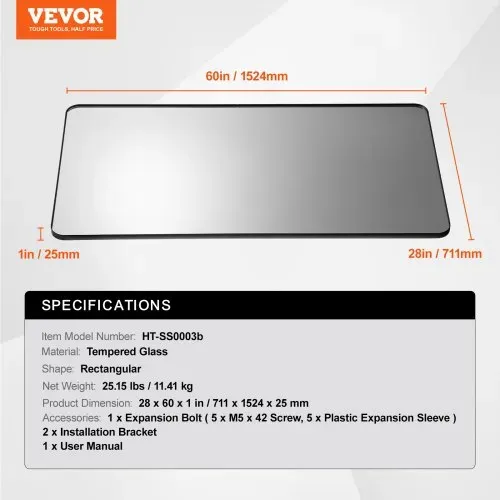 VEVOR Wandspiegel Schminkspiegel Badezimmerspiegel 915 x 610 x 25 mm rechteckiger Spiegel, schwarzer Rahmen aus Aluminiumlegierung, mit Z-förmiger Halterung für Badezimmer Schlafzimmer Wohnzimmer – Bild 6