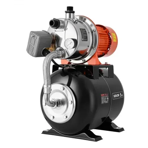 VEVOR Hauswasserwerk 1,6 PS 5000 L/h Flachbrunnenpumpe mit Druckbehälter, für Garten Rasen und Hauswasserversorgung, 49 m Förderhöhe, 8 m Saughöhe, IPX4-Wasserschutz und Manometer zur Druckkontrolle – Bild 9