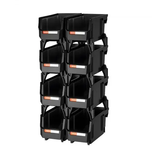 VEVOR Stapelboxen, 276x140x130 mm (8er-Pack), Sichtlagerboxen, Lagerboxen, Sichtlagerkasten zum Organisieren & Aufbewahren von Kleinteilen, Bürobedarf & anderem Zubehör, Schwarz – Bild 9